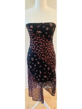 Y2K Altar'd State Strapless Floral Mesh Overlay Dress Size Small